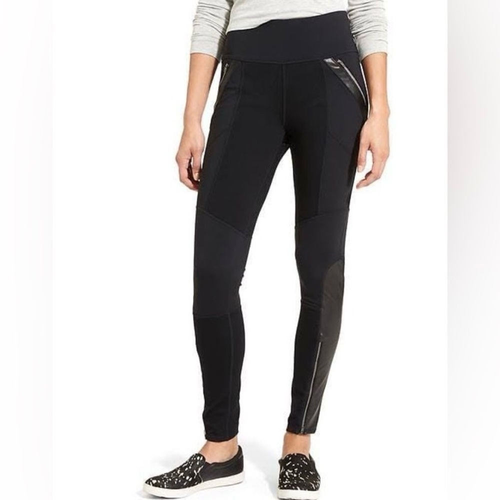 Athleta Black Leggings with Gray Accents